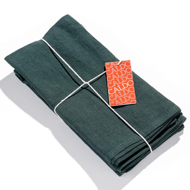 Caldo Linen Dinner Napkins - Rustic- Soft and Durable Cloth - Washable and Reusable- 4 Pack - 20x20 inch (Spruce) - Image 5